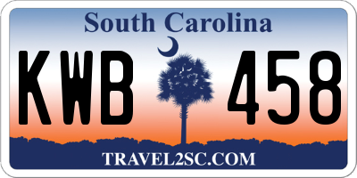 SC license plate KWB458