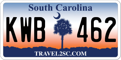 SC license plate KWB462