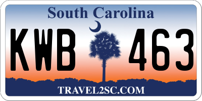 SC license plate KWB463