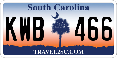 SC license plate KWB466