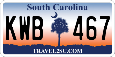 SC license plate KWB467