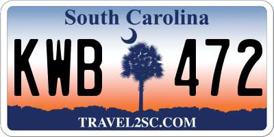SC license plate KWB472