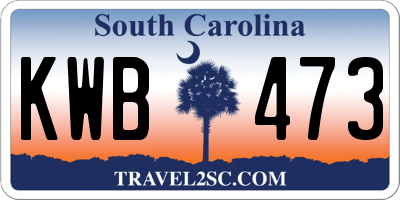 SC license plate KWB473