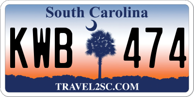 SC license plate KWB474