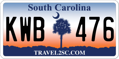 SC license plate KWB476