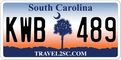 SC license plate KWB489