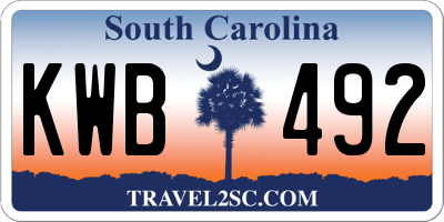 SC license plate KWB492