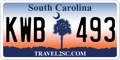 SC license plate KWB493