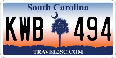SC license plate KWB494