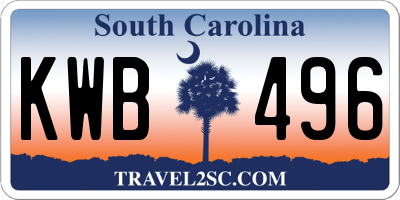 SC license plate KWB496