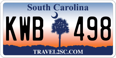 SC license plate KWB498