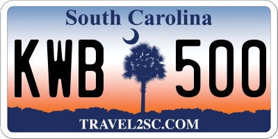 SC license plate KWB500