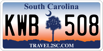 SC license plate KWB508
