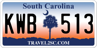 SC license plate KWB513