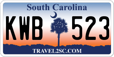 SC license plate KWB523