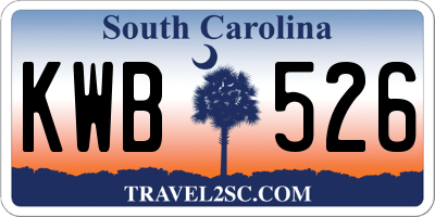 SC license plate KWB526