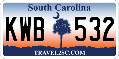 SC license plate KWB532