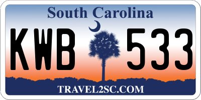 SC license plate KWB533