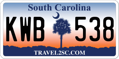 SC license plate KWB538