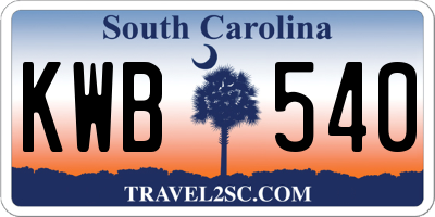 SC license plate KWB540
