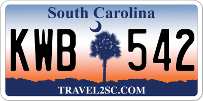 SC license plate KWB542