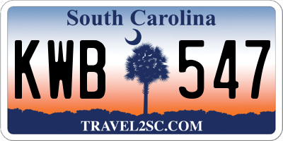 SC license plate KWB547