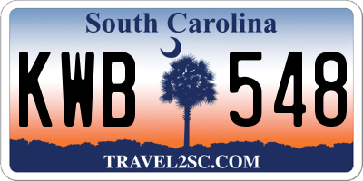 SC license plate KWB548