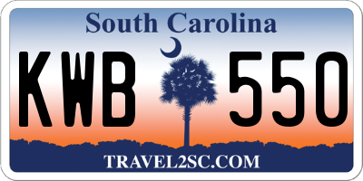 SC license plate KWB550