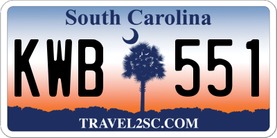 SC license plate KWB551