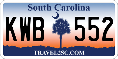 SC license plate KWB552