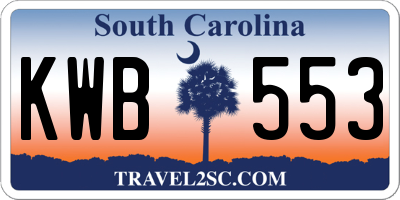 SC license plate KWB553