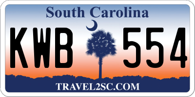 SC license plate KWB554