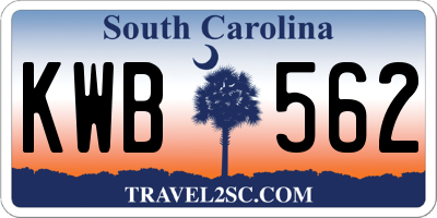 SC license plate KWB562