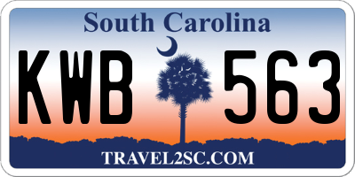 SC license plate KWB563