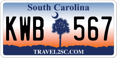 SC license plate KWB567