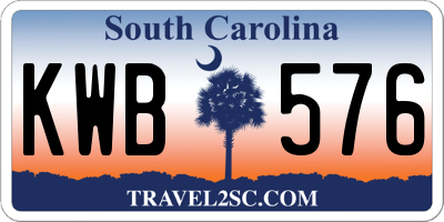 SC license plate KWB576