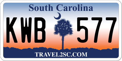 SC license plate KWB577