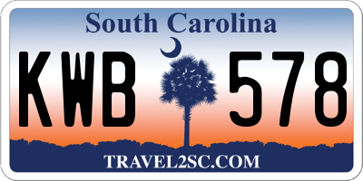 SC license plate KWB578