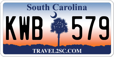SC license plate KWB579