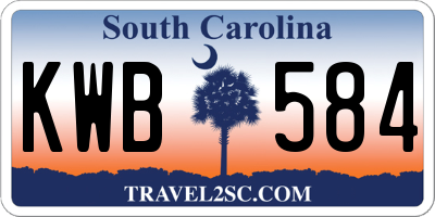 SC license plate KWB584