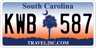 SC license plate KWB587