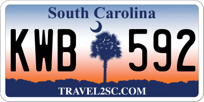 SC license plate KWB592