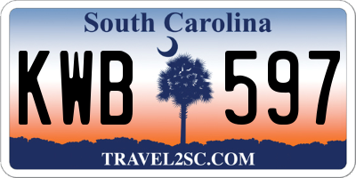 SC license plate KWB597