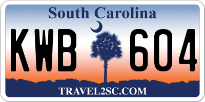 SC license plate KWB604