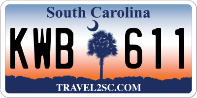 SC license plate KWB611