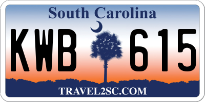 SC license plate KWB615