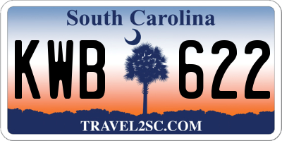 SC license plate KWB622
