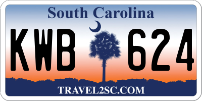 SC license plate KWB624
