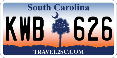 SC license plate KWB626