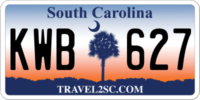 SC license plate KWB627